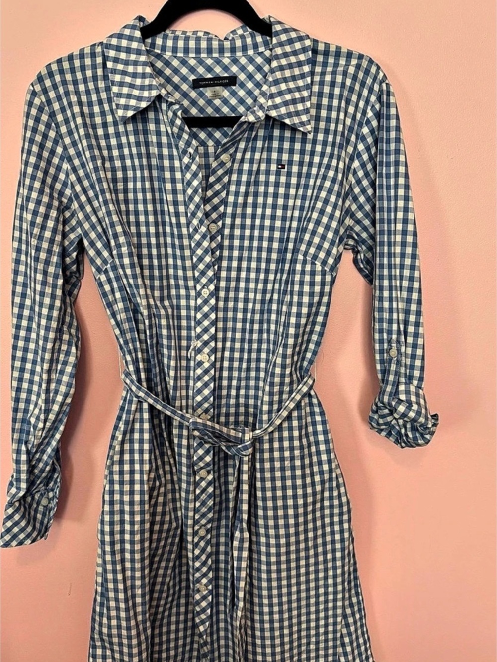 Tommy Hilfiger Gingham Mini Dress in Blue & White Size 8